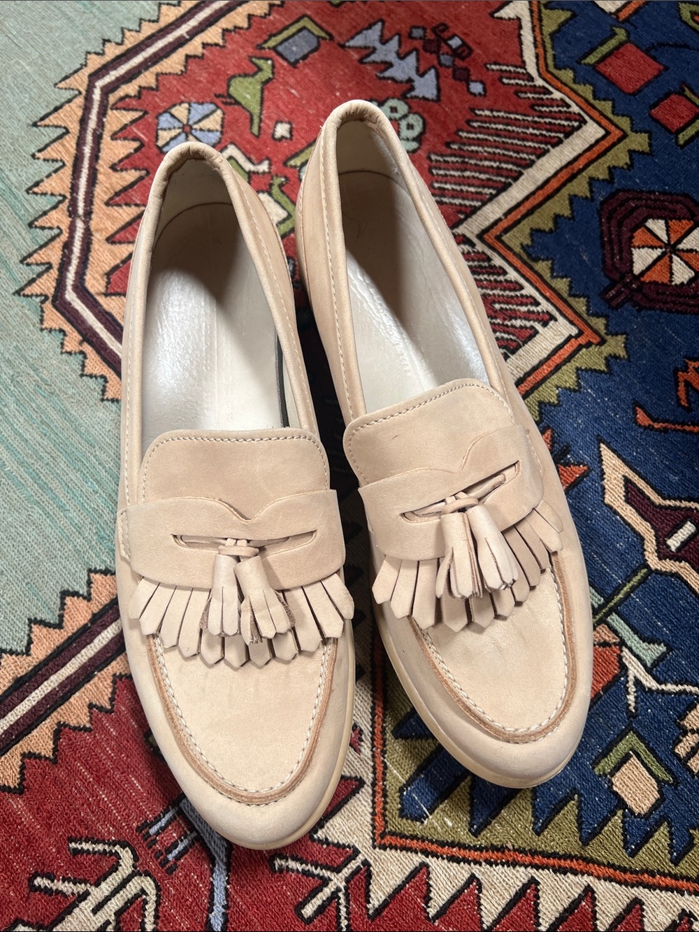 Beige Tassel Women’s Loafers - Classic Slip-On Dress Shoes
